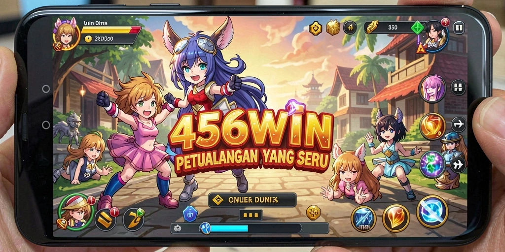 Tampilan gameplay seru dari 456WIN menampilkan berbagai karakter Anime.