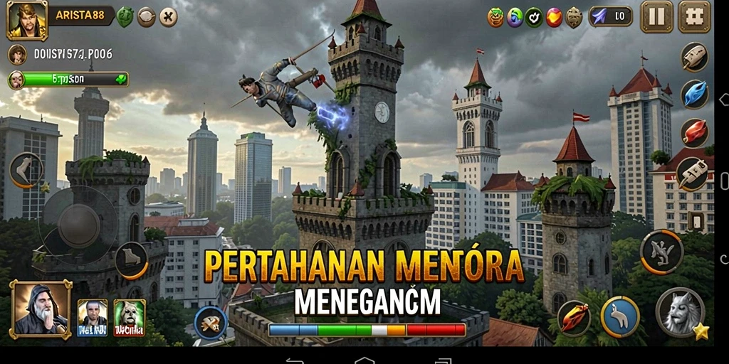 Tampilan gameplay menegangkan dalam ARISTA88 Tower Defense.