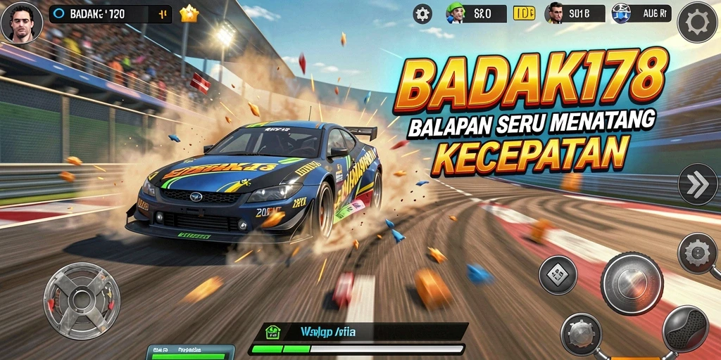 Gameplay seru dengan mobil balap di trek menantang.