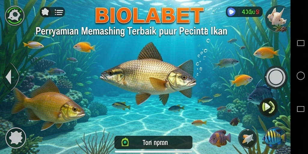 Tampilan antarmuka gameplay yang menarik di BIOLABET saat memancing.