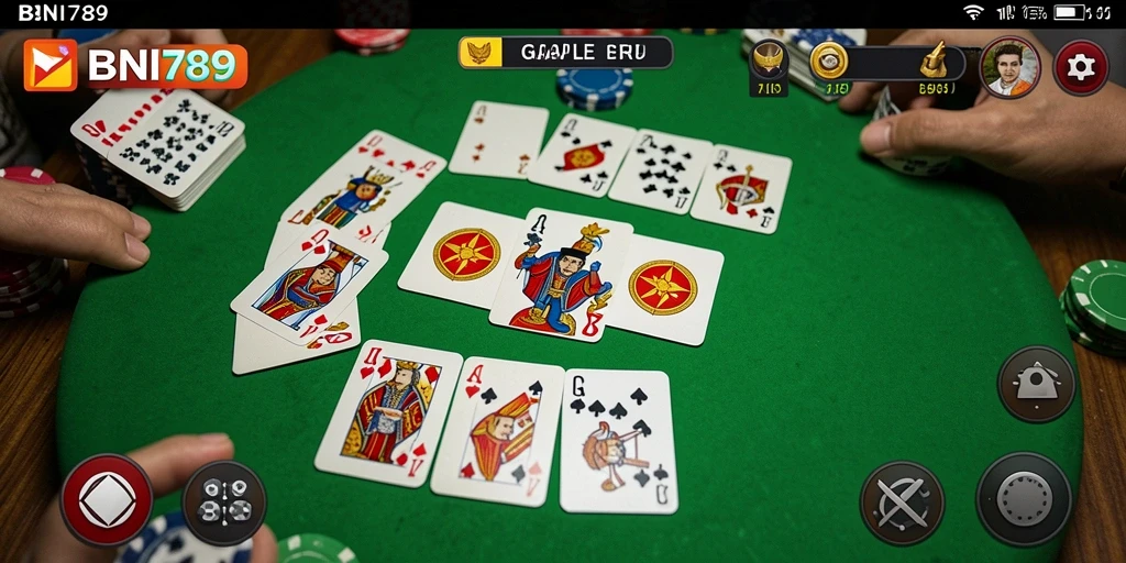 Tampilan seru dari gameplay Gaple di BNI789.