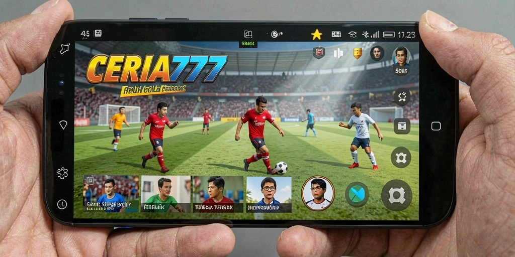 Tampilan gameplay seru dalam CERIA777 saat mencetak gol.