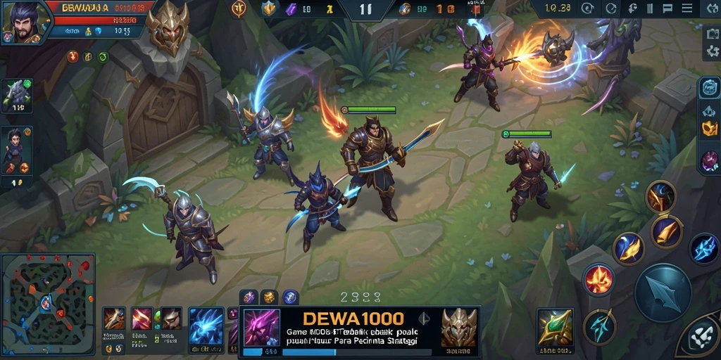 Tampilan seru dari pertandingan dalam DEWA1000 MOBA.