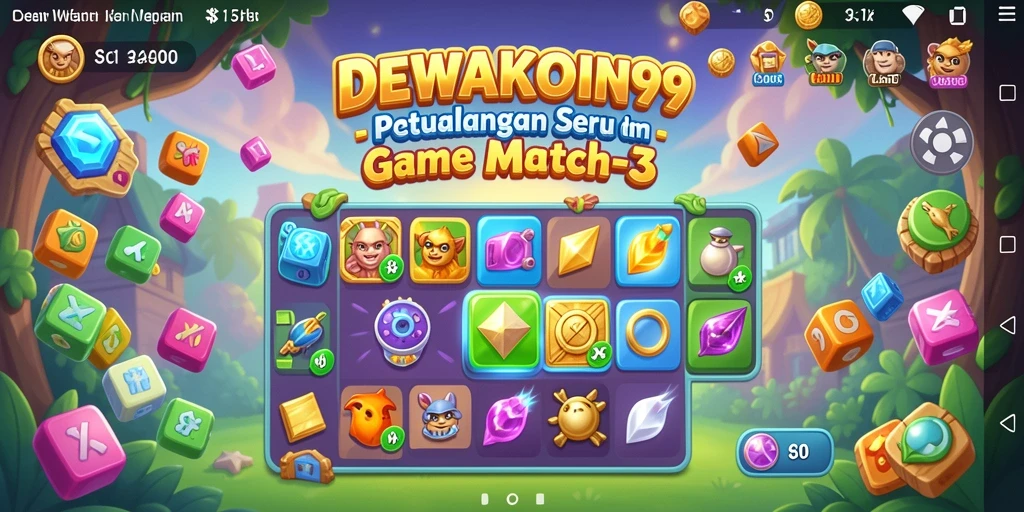 Tampilan gameplay DEWAKOIN99 dengan elemen Match-3 yang menarik.