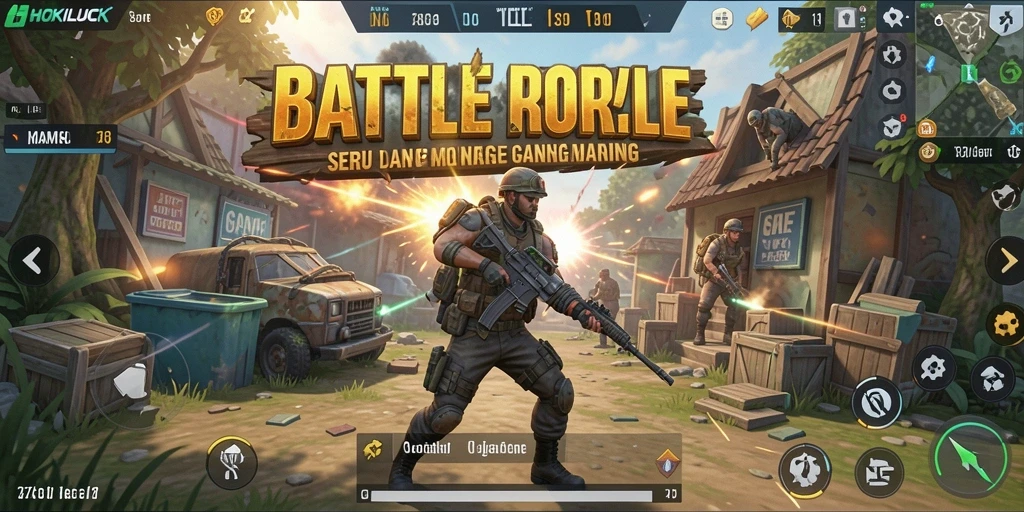 Screenshot HOKILUCK menampilkan aksi Battle Royale yang mendebarkan.