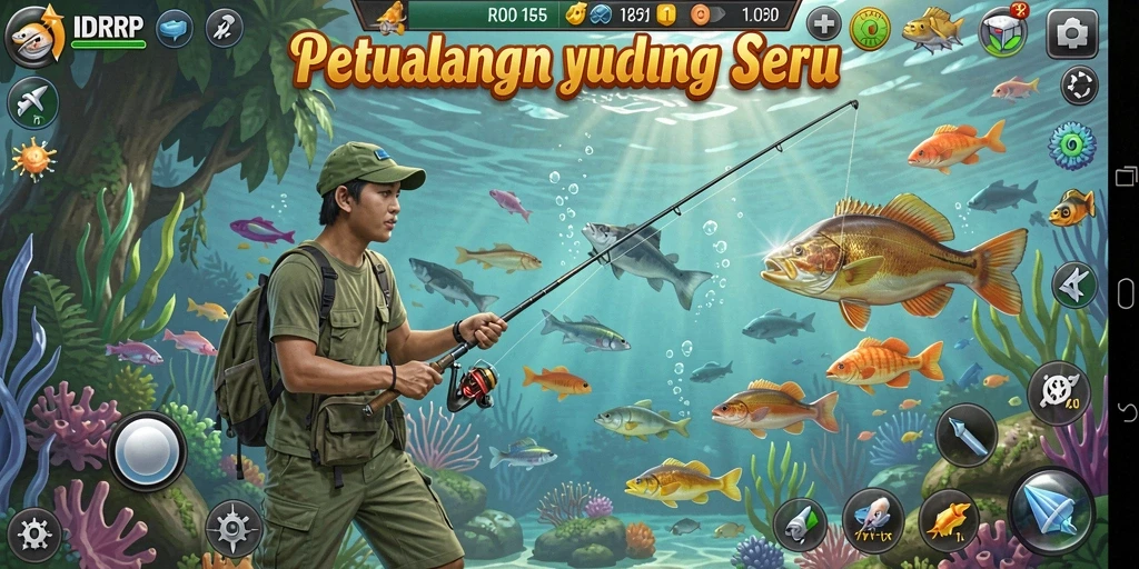 Tampilan gameplay memancing yang realistis di IDRRP.