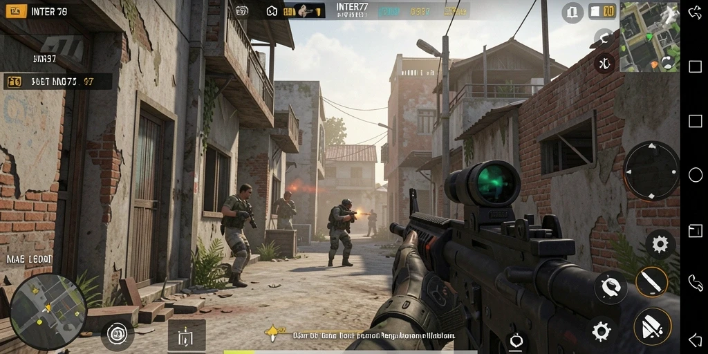 Tangkapan layar menampilkan aksi intens di INTER77, game FPS yang mendebarkan.