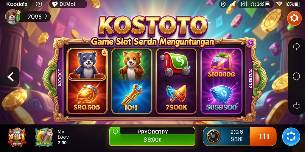 Screenshot gameplay KOSTOTO menampilkan slot yang seru dan antarmuka yang menarik.