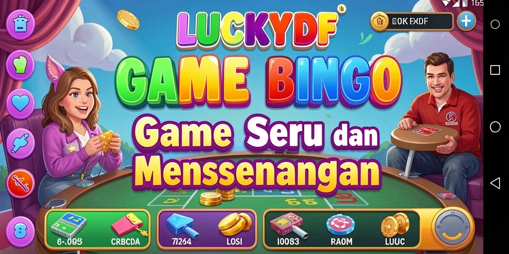 Tampilan gameplay seru dalam LUCKYDF yang penuh warna.