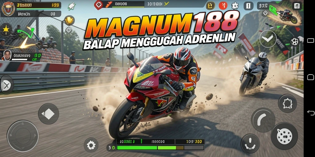 Tampilan gameplay MAGNUM188 yang mendebarkan saat balapan motor.