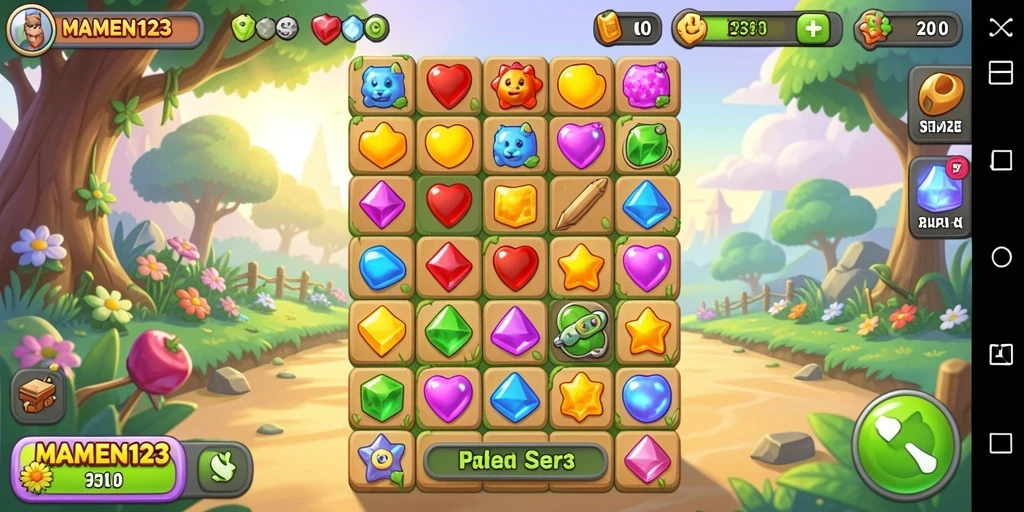Tampilan menarik dari gameplay MAMEN123 dalam aksi Match-3.