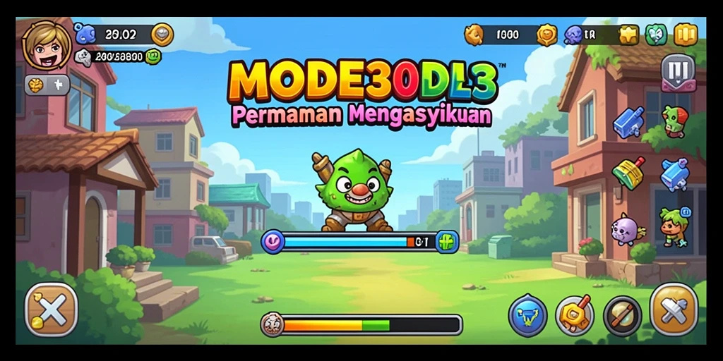 Tampilan gameplay menarik dari MODE303 dengan karakter idle yang aktif.