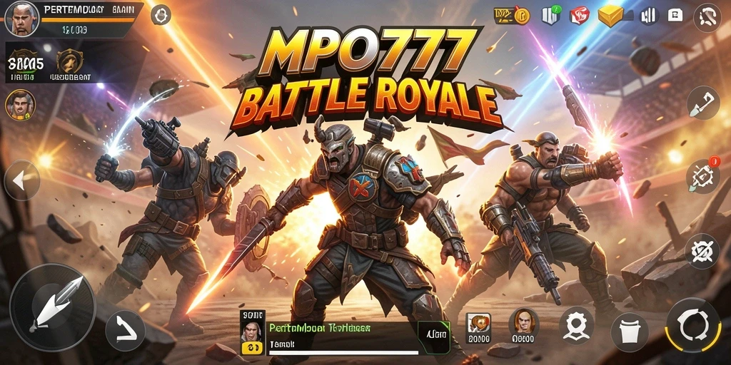 Screenshot utama MPO777 dengan gameplay Battle Royale yang intens.