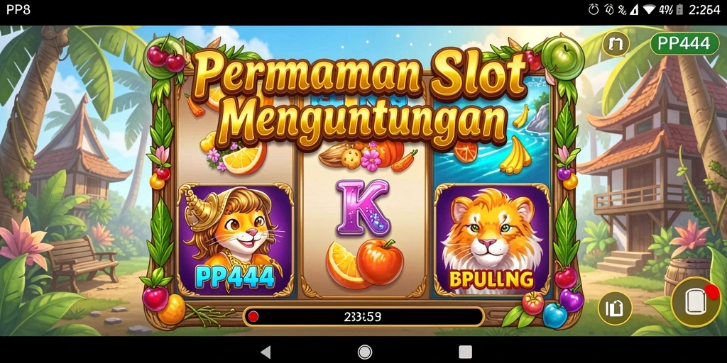 Tampilan gameplay menarik dari PP444 dengan berbagai tema slot.
