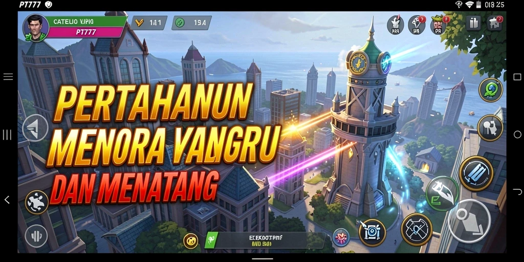 Tampilan gameplay menegangkan dari PT777 dalam Tower Defense.
