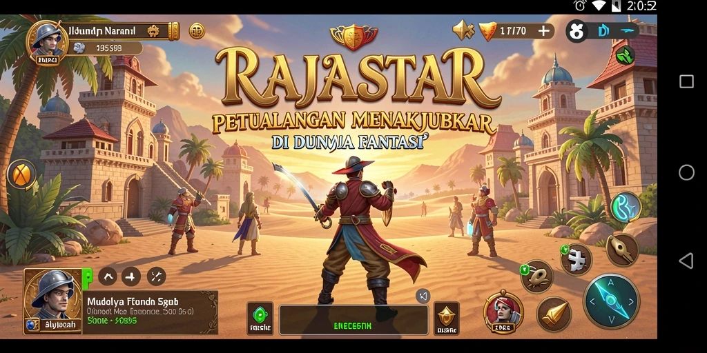 Tampilan utama gameplay RAJASTAR yang memukau dan penuh aksi.