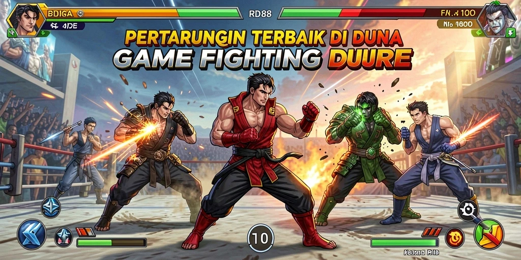 Tangkapan layar RDI88 menampilkan pertarungan sengit dengan efek visual menarik.