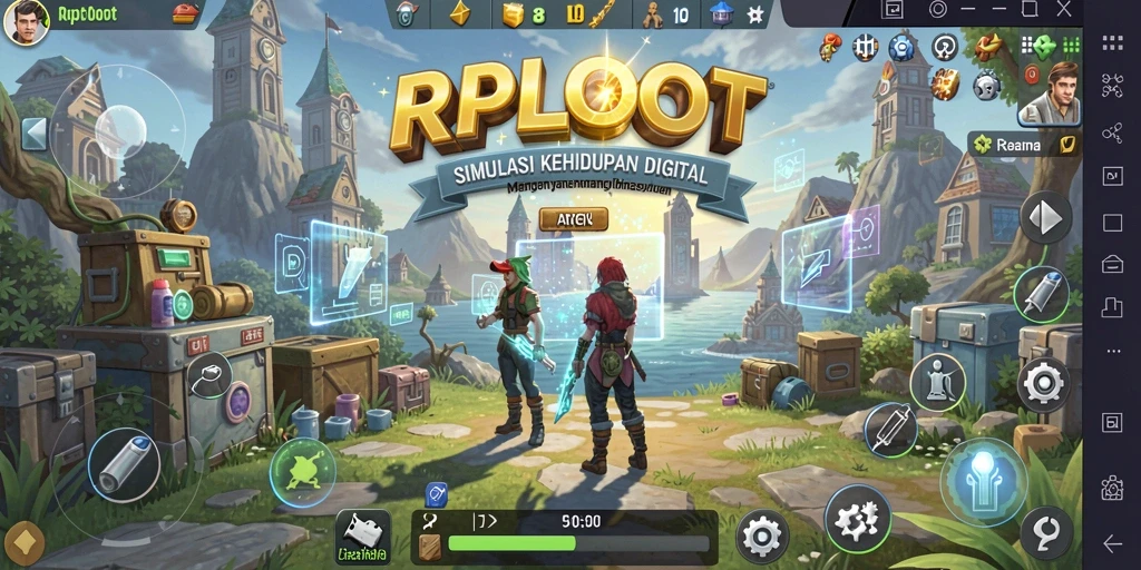 Tampilan screenshot utama RPLOOT menampilkan gameplay yang hidup dan interaktif.