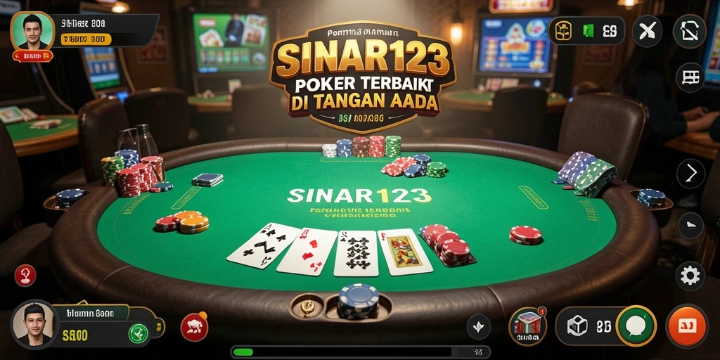 Screenshot gameplay SINAR123 menampilkan meja Poker yang penuh aksi.